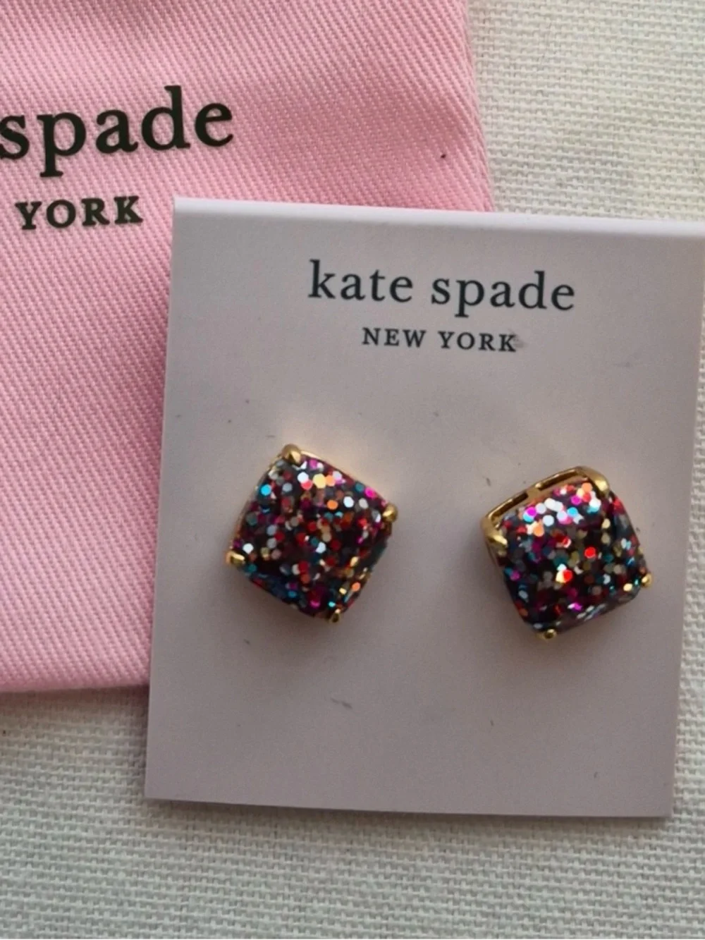 kate spade New York Multicolor Glitter Stud Earrings - Picture 3 of 3